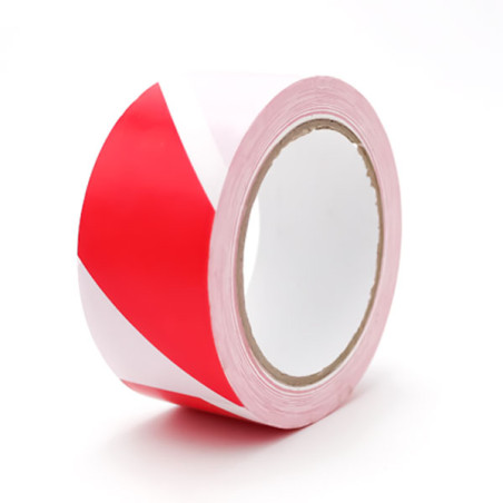 Ruban adhésif d'avertissement en PVC rouge et blanc