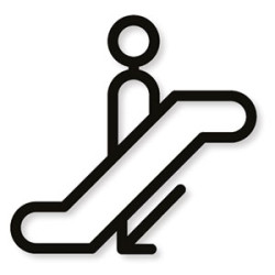 Pictogramme découpé au laser : ESCALATEUR DESCENDANT