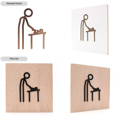 Pictogramme découpé au laser : HOMME CHANGE BÉBÉ
