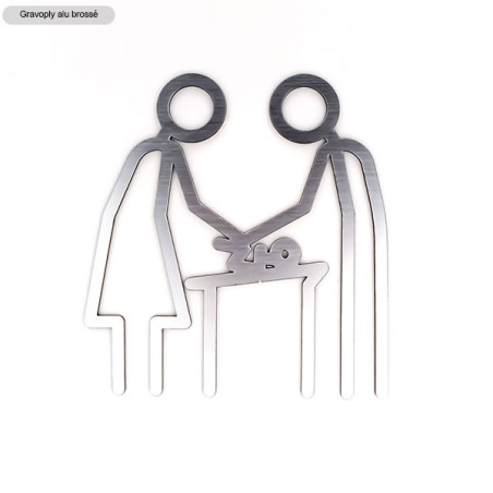 Pictogramme découpé au laser : HOMME FEMME CHANGE BÉBÉ