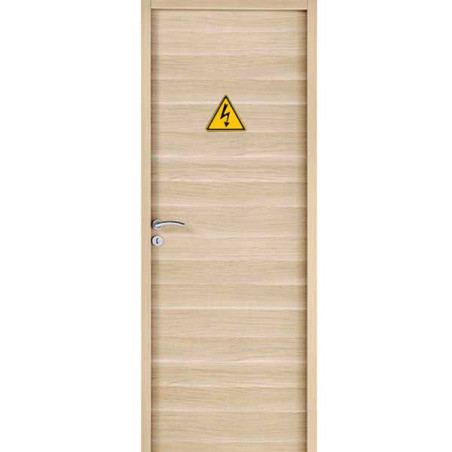 Etiquette gravoply  Plaque de porte  Triangle risque d'électrocution