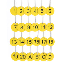 Lot de 24 jetons jaunes gravure laser sur gravoply