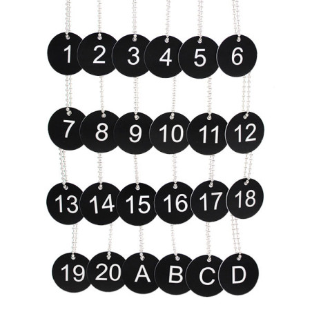 Lot de 24 jetons noirs gravure laser sur gravoply