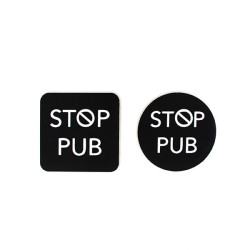 Etiquette autocollante STOP PUB noir