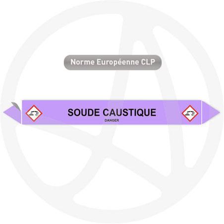 Marqueur de tuyauterie CLP Soude caustique