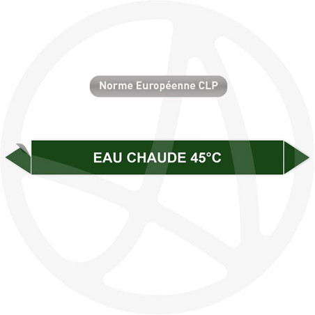 Marqueur de tuyauterie CLP Eau chaude 45°C