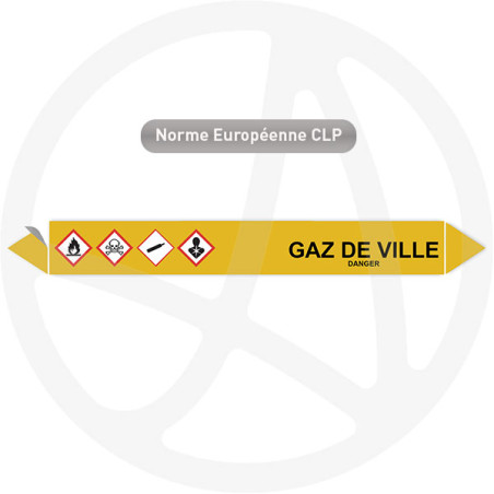 Marqueur de tuyauterie CLP Gaz de ville