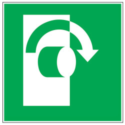 Pictogramme de secours  Tourner dans le sens des aiguilles d'une montre