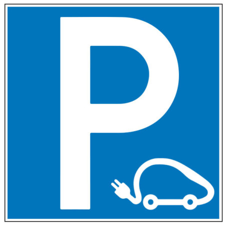 Pictogramme d'information  Parking avec borne de recharge pour voiture électrique