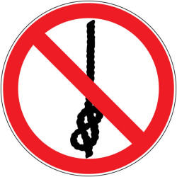 Pictogramme d'interdiction  Ne pas faire de nœuds avec la corde