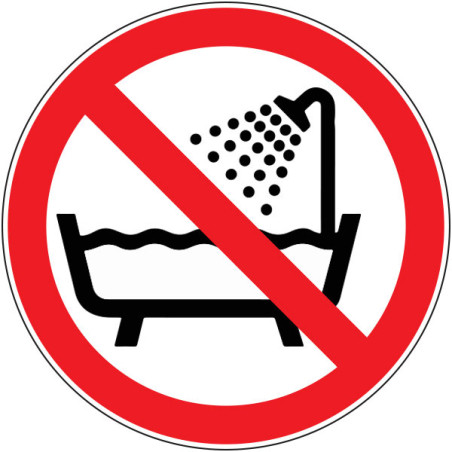 Pictogramme d'interdiction  Ne pas utiliser ce dispositif dans une baignoire