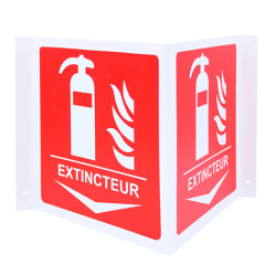 Drapeau mural de signalisation extincteur double