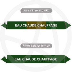 Repérage de tuyauterie NFX ou CLP Eau chaude chauffage