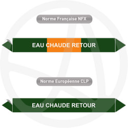 Repérage de tuyauterie NFX ou CLP Eau chaude retour