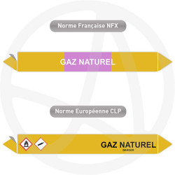 Repérage de tuyauterie NFX ou CLP Gaz naturel