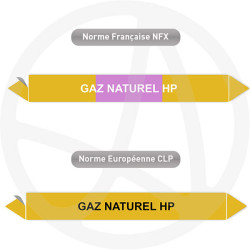 Repérage de tuyauterie NFX ou CLP Gaz naturel HP