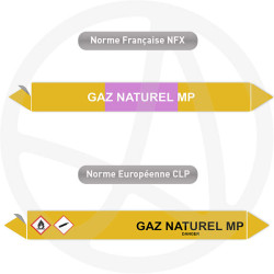 Repérage de tuyauterie NFX ou CLP Gaz naturel MP
