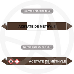 Repérage de tuyauterie NFX ou CLP Acétate de méthyle