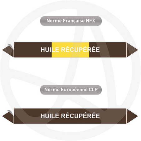 Repérage de tuyauterie Huile récupérée reperage marqueur tuyauterie vinyle