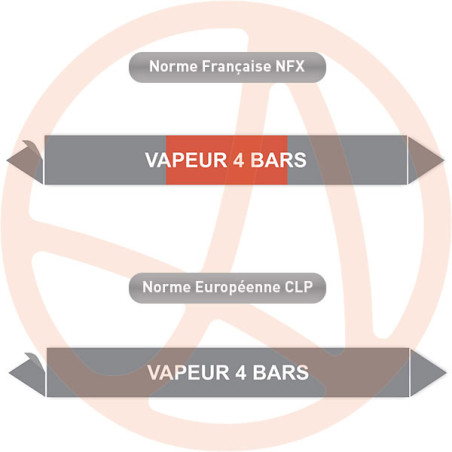 Repérage de tuyauterie Vapeur 4 bars reperage marqueur tuyauterie vinyle