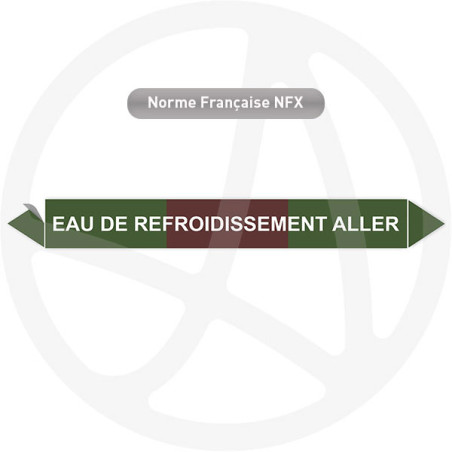 Repérage de tuyauterie Eau de refroidissement aller reperage marqueur tuyauterie vinyle