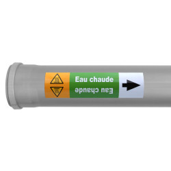 Marqueurs de tuyauterie norme ISO 20560 - Eau chaude