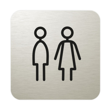 Plaque de porte aluminium brossé :  Toilettes mixtes