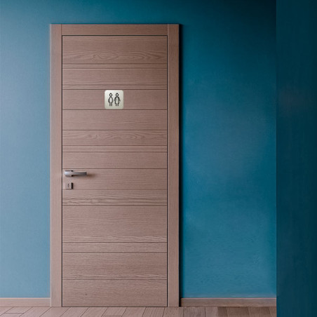 Plaque de porte aluminium brossé :  Toilettes mixtes