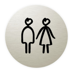 Plaque de porte aluminium brossé :  Toilettes mixtes (typo marqueur)