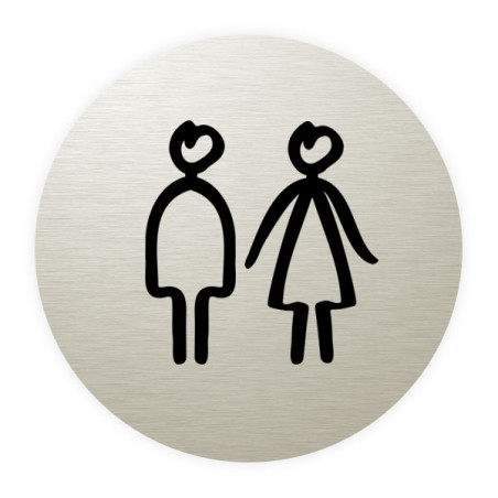 Plaque de porte aluminium brossé :  Toilettes mixtes (typo marqueur)
