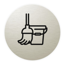 Plaque de porte aluminium brossé : Local ménage