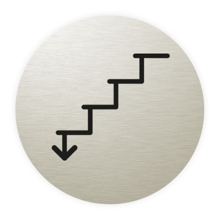 Plaque de porte aluminium brossé :  Escalier descendant