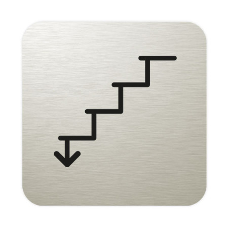 Plaque de porte aluminium brossé :  Escalier descendant