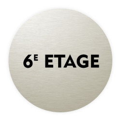 Plaque de porte aluminium brossé :  6ème étage