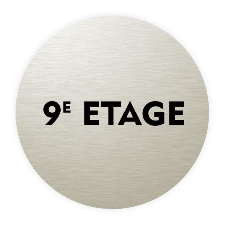 Plaque de porte aluminium brossé :  9ème étage