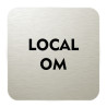 Plaque de porte aluminium brossé :  Local OM