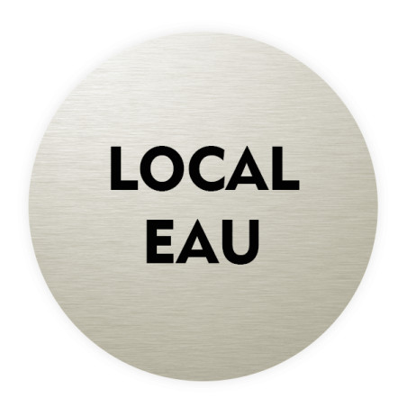Plaque de porte aluminium brossé :  Local EAU