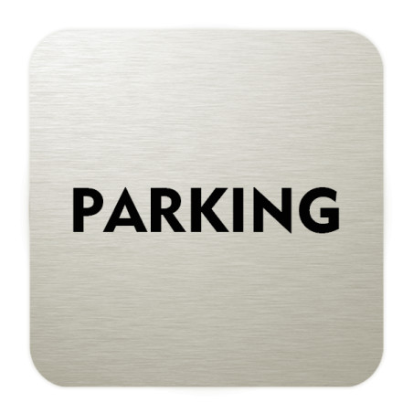Plaque de porte aluminium brossé :  Parking