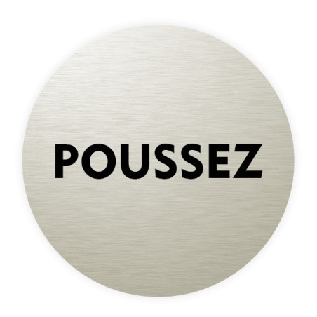 Plaque de porte aluminium brossé :  Poussez
