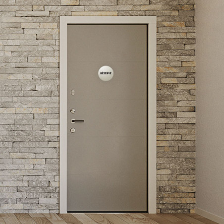 Plaque de porte aluminium brossé :  Réserve