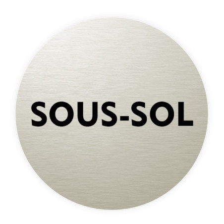 Plaque de porte aluminium brossé :  Sous Sol