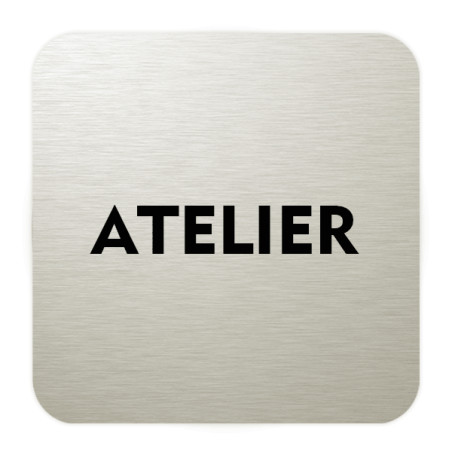 Plaque de porte aluminium brossé :  Atelier