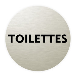 Plaque de porte aluminium brossé :  Toilettes