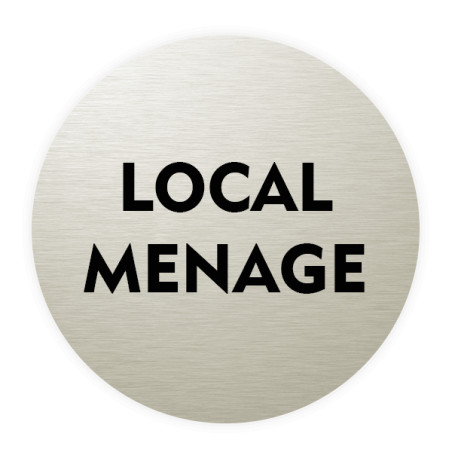 Plaque de porte aluminium brossé :  Local Ménage