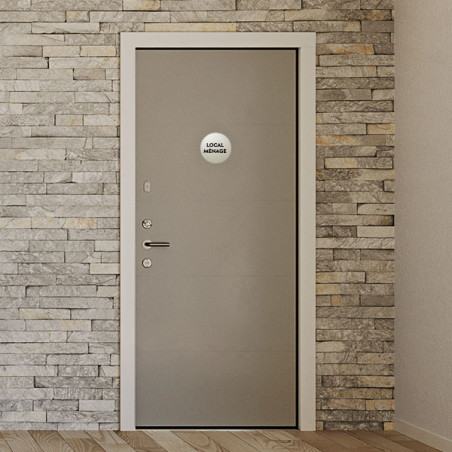 Plaque de porte aluminium brossé :  Local Ménage