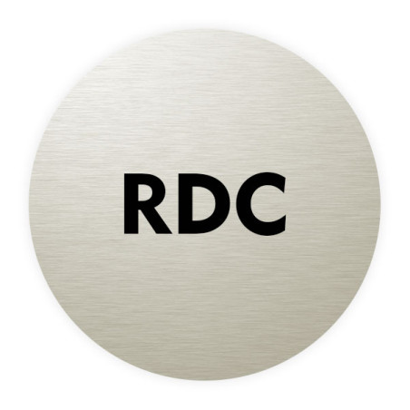 Plaque de porte aluminium brossé :  RDC