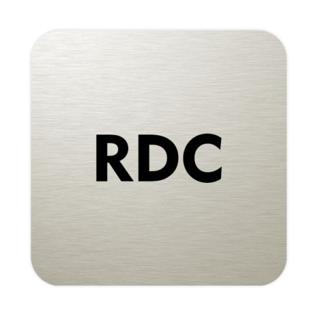 Plaque de porte aluminium brossé :  RDC