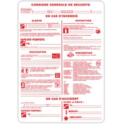 Panneau consigne  Consignes générales de sécurité