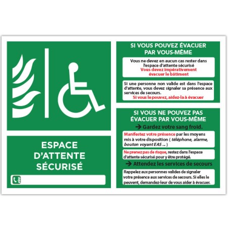 Panneau consigne  Espace d'attente sécurisé