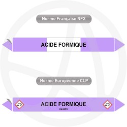 Repérage de tuyauterie NFX ou CLP Acide formique